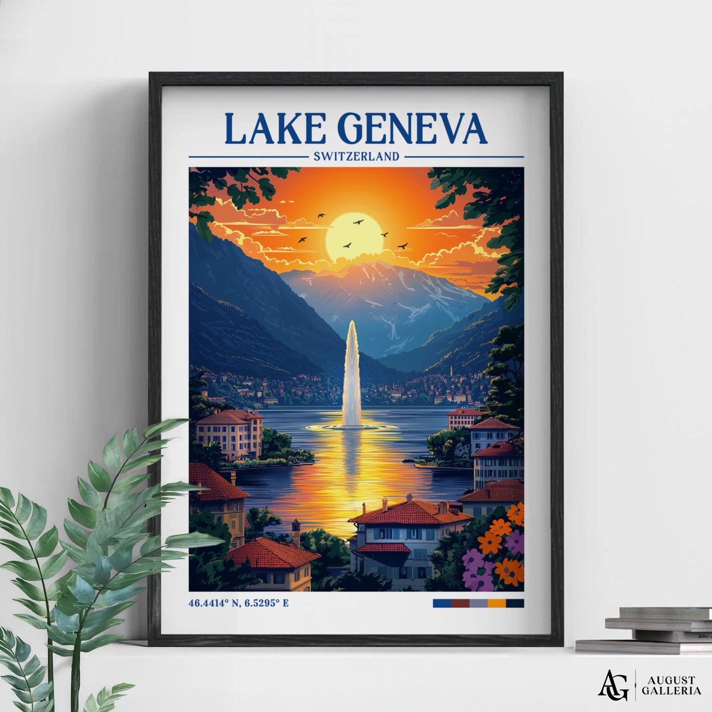 Lake Geneva Retro Travel Print
