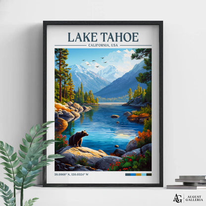 Lake Tahoe Retro Travel Print