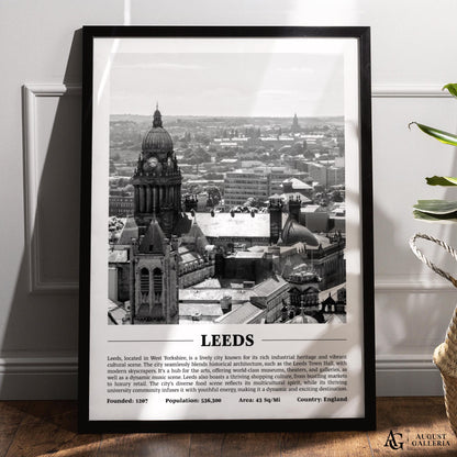 Leeds Black & White City Print