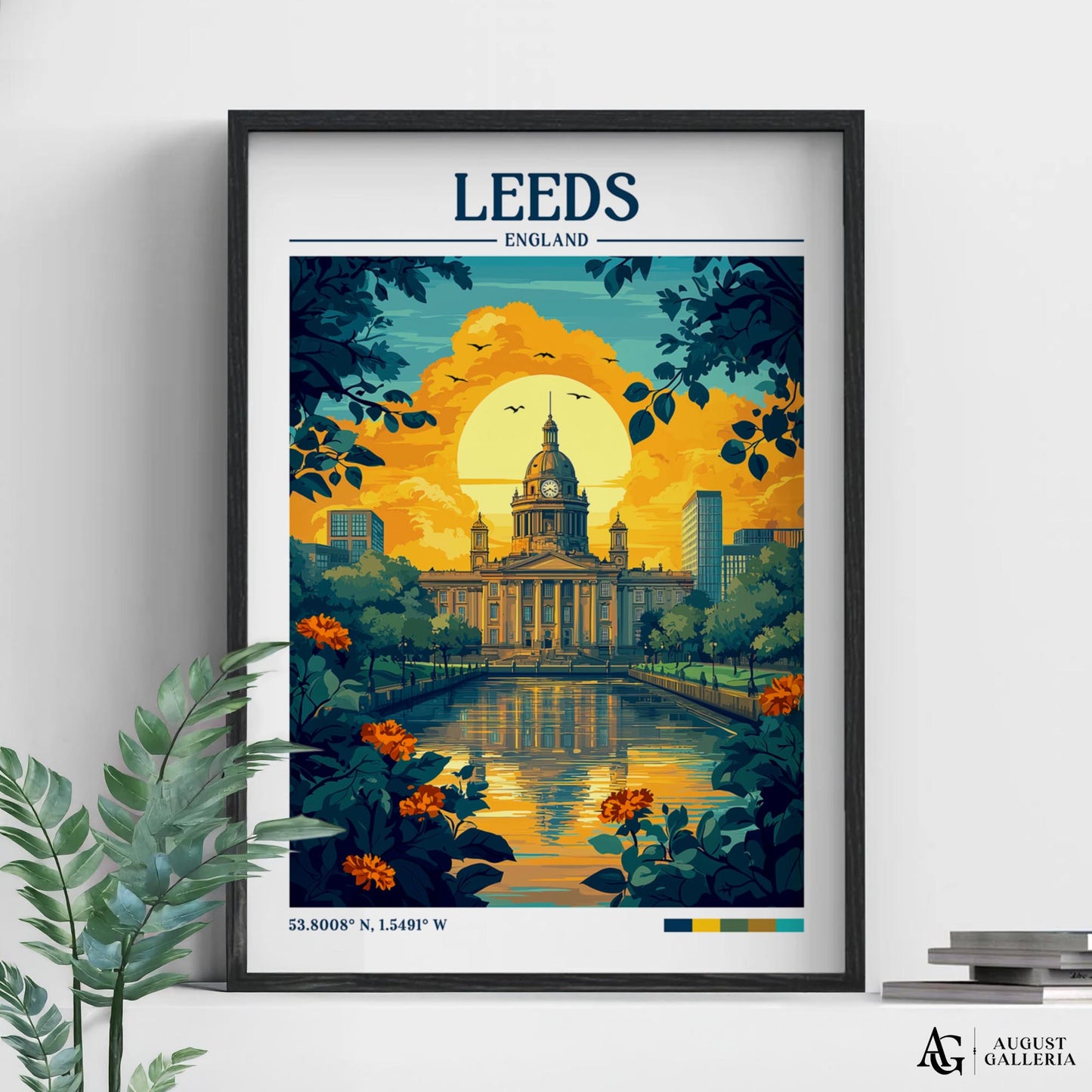 Leeds England Retro Travel Print