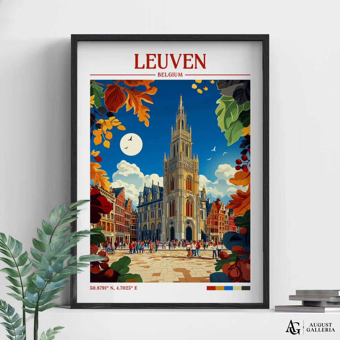 Leuven Belgium Retro Travel Print
