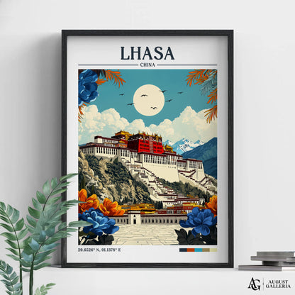 Lhasa China Retro Travel Print