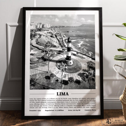 Lima Black & White City Print