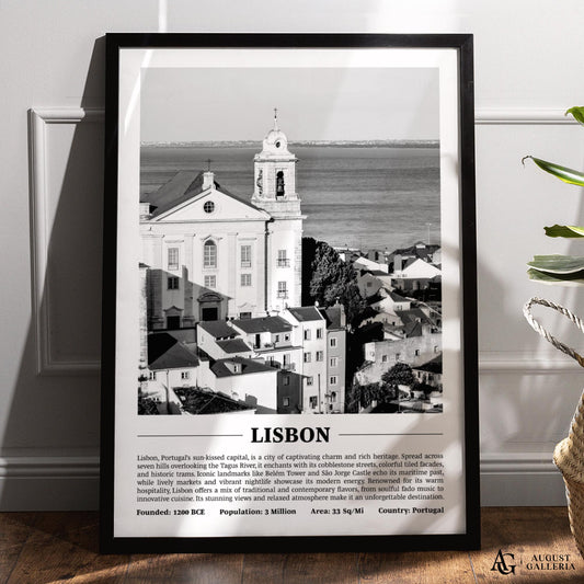 Lisbon Black & White City Print