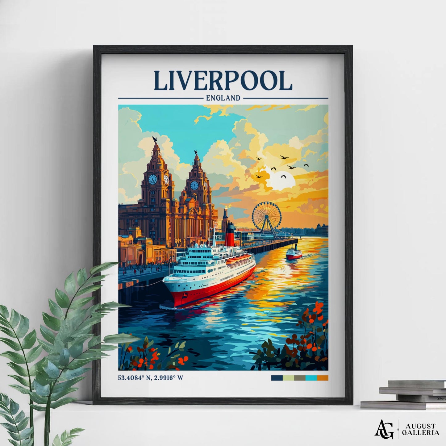 Liverpool England Retro Travel Print