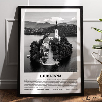 Ljubljana Black & White City Print