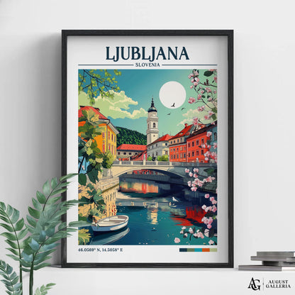 Ljubljana Retro Travel Print