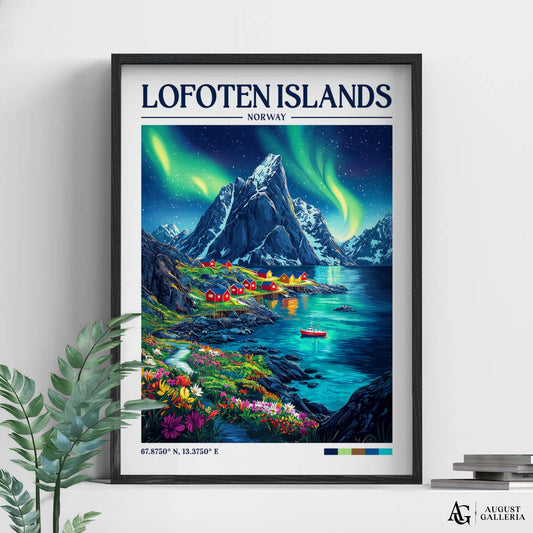 Lofoten Islands Retro Travel Print