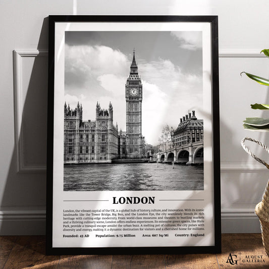 London Black & White City Print