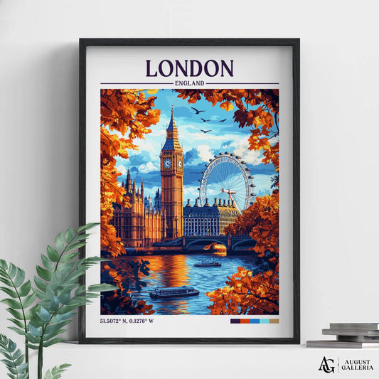London England Retro Travel Print
