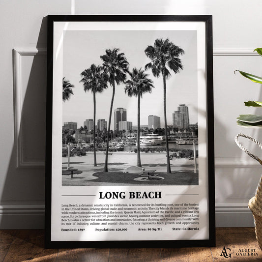 Long Beach Black & White City Print