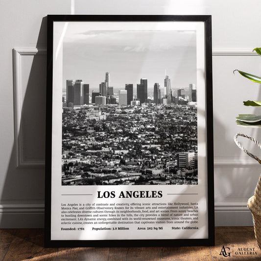 Los Angeles Black & White City Print