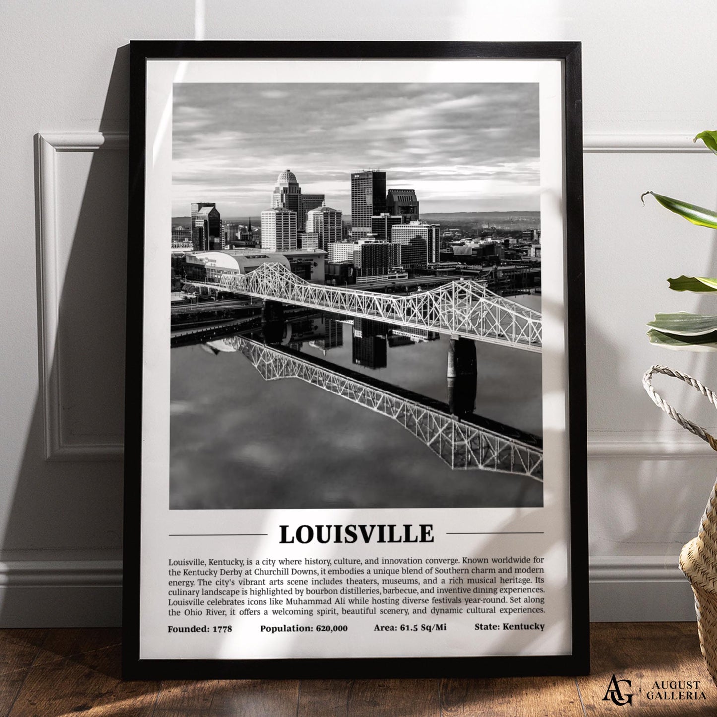 Louisville Black & White City Print