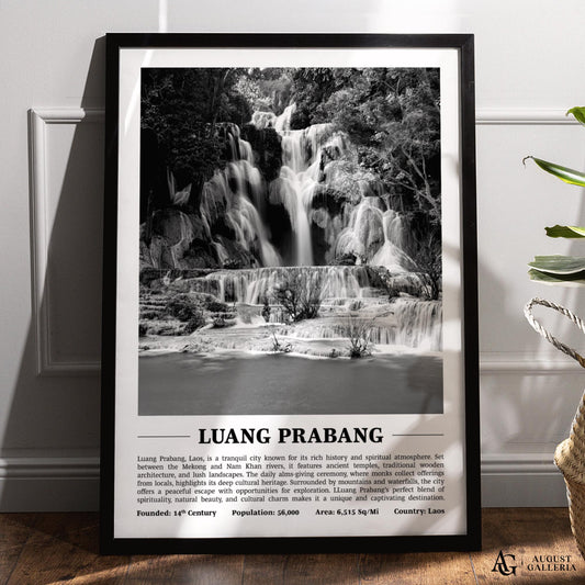 Luang Prabang Black & White City Print