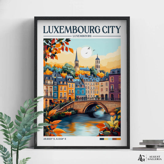 Luxembourg City Retro Travel Print