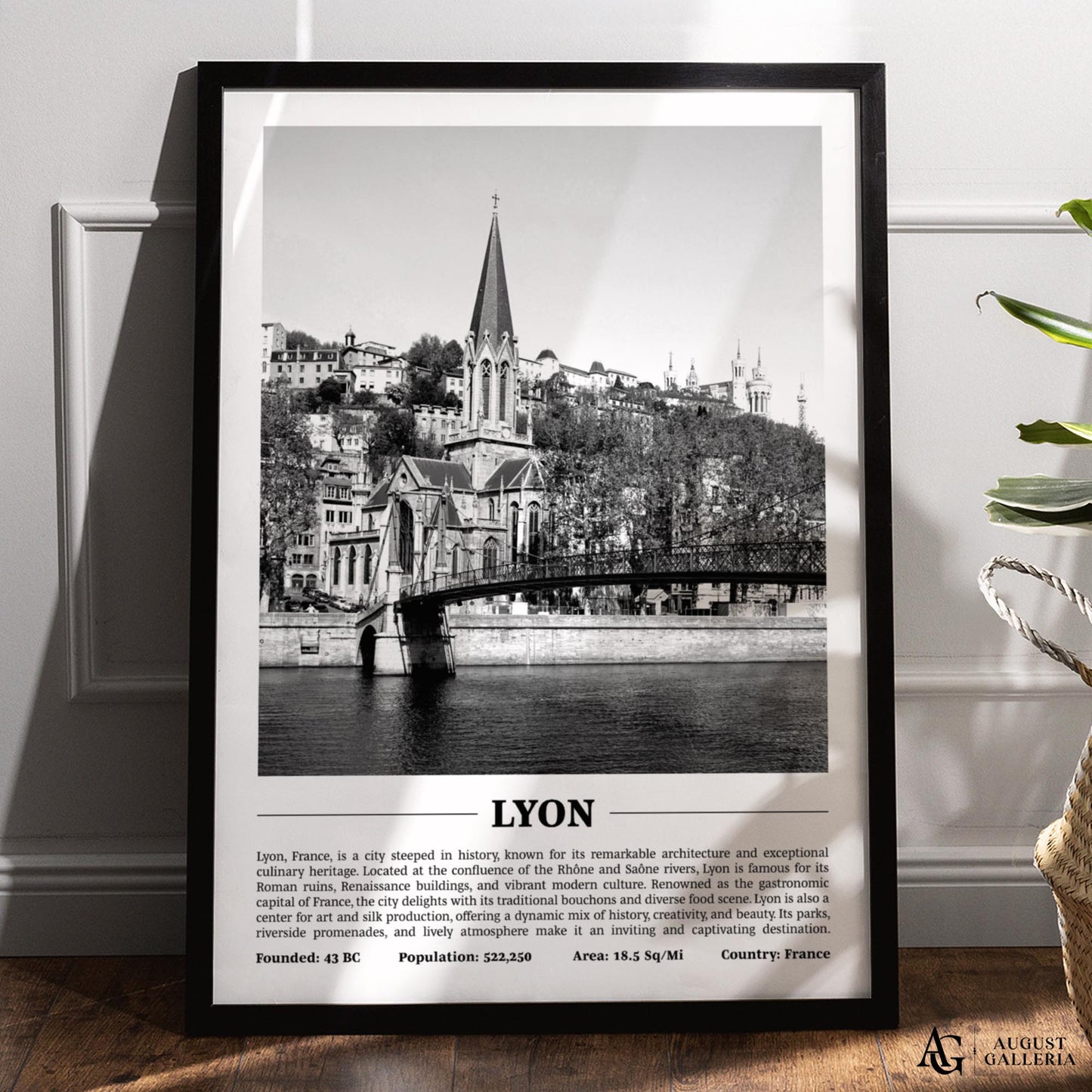 Lyon Black & White City Print