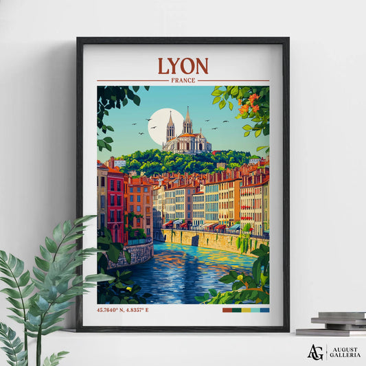 Lyon France Retro Travel Print
