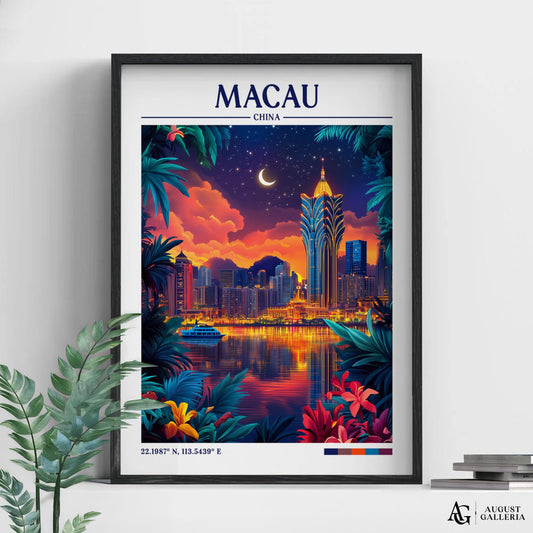 Macau China Retro Travel Print