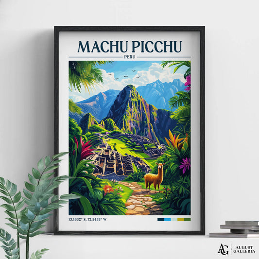 Machu Picchu Retro Travel Print