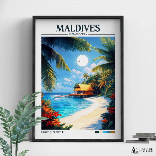 Maldives Retro Travel Print