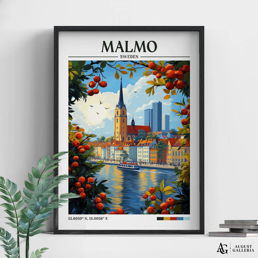 Malmö Sweden Retro Travel Print