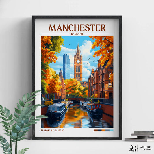 Manchester England Retro Travel Print