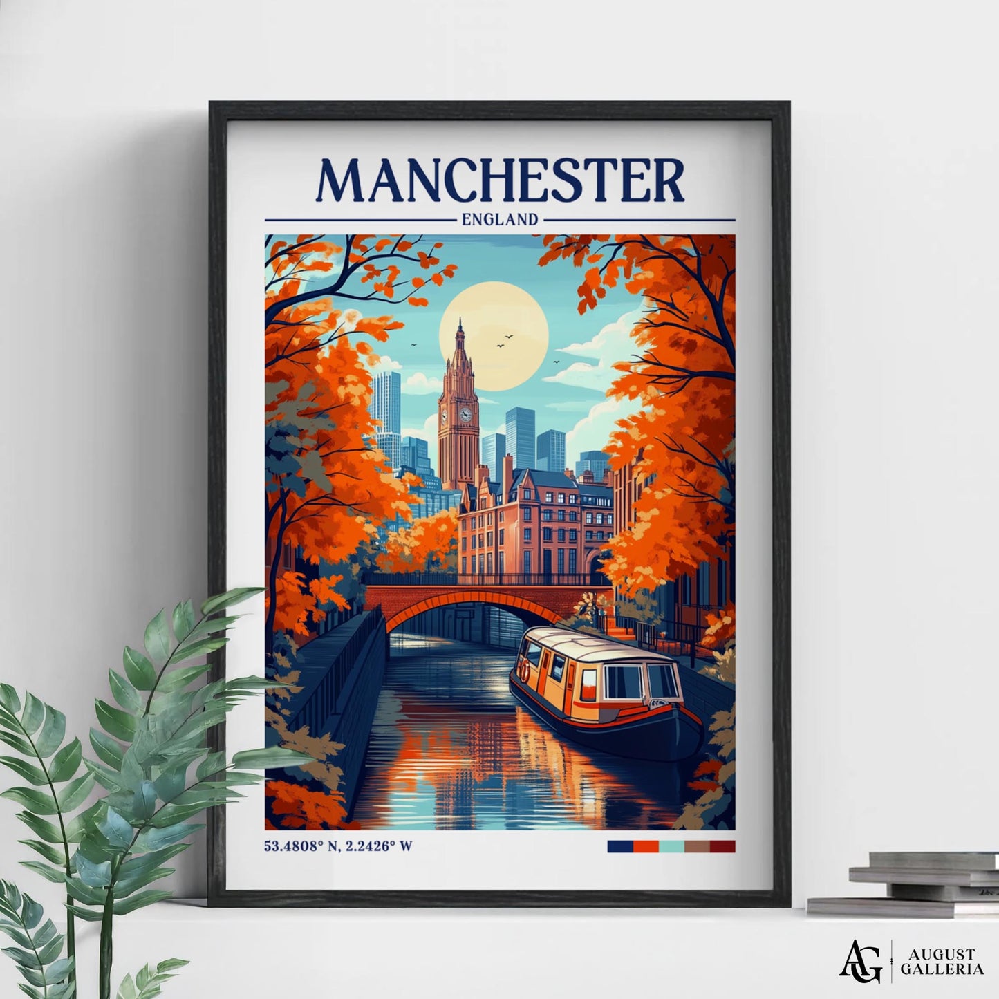 Manchester England Retro Travel Print