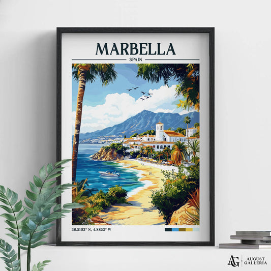 Marbella Spain Retro Travel Print