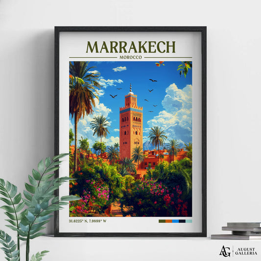 Marrakech Morocco Retro Travel Print