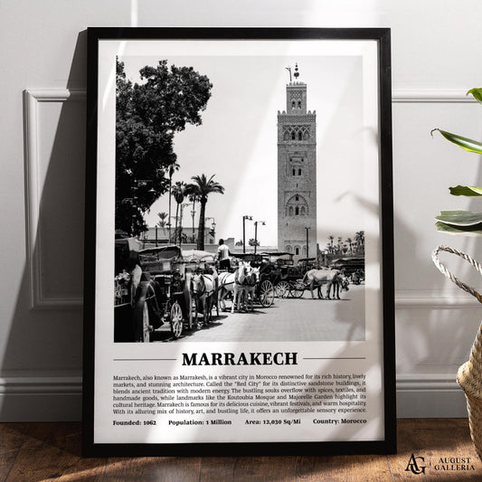 Marrakech Black & White City Print