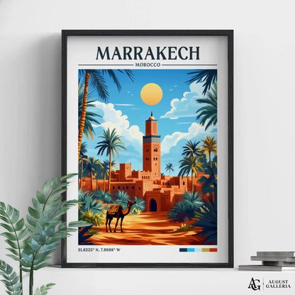 Marrakech Morocco Retro Travel Print