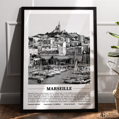 Marseille Black & White City Print