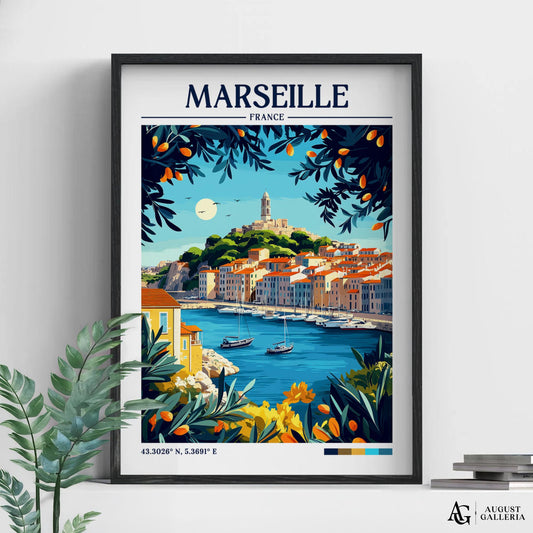 Marseille France Retro Travel Print