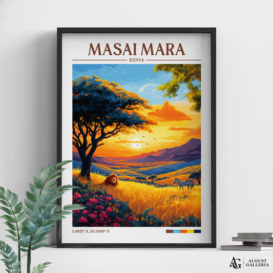 Masai Mara Retro Travel Print