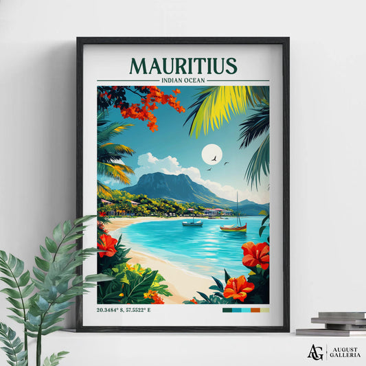 Mauritius Retro Travel Print
