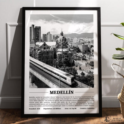 Medellín Black & White City Print