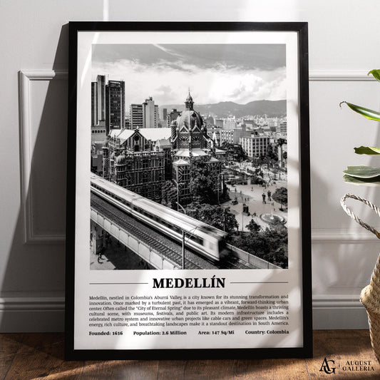 Medellín Black & White City Print