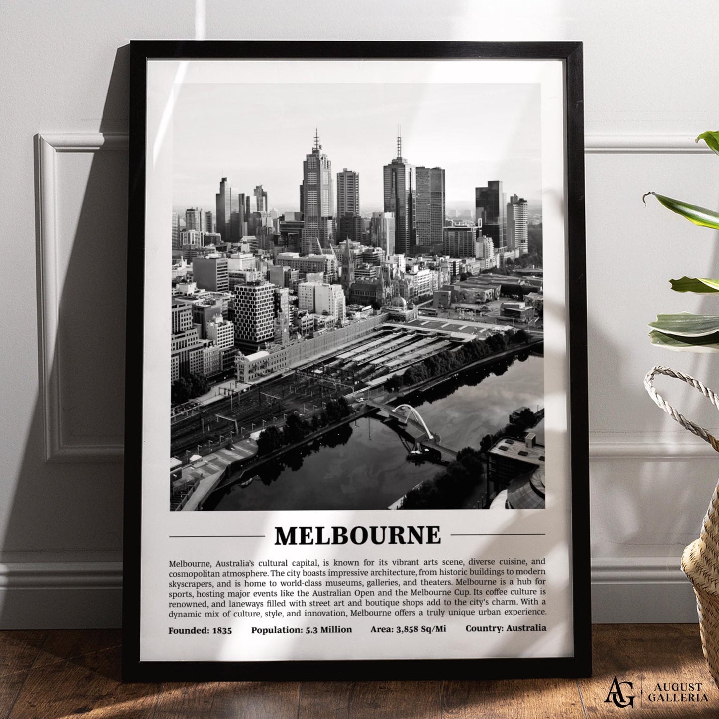 Melbourne Black & White City Print