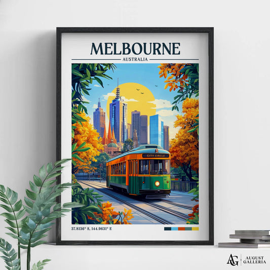Melbourne Australia Retro Travel Print