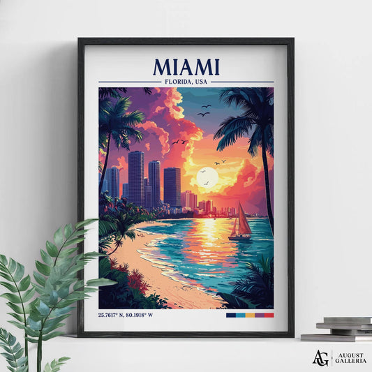 Miami Florida Retro Travel Print