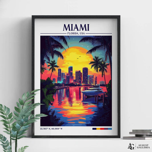 Miami Florida Retro Travel Print