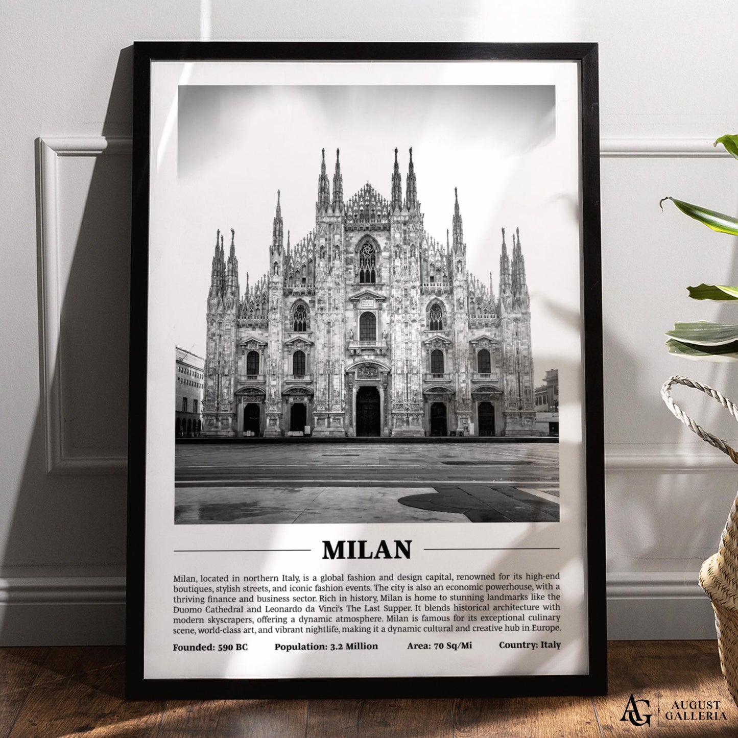 Milan Black & White City Print