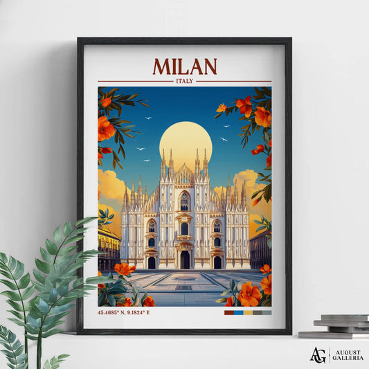Milan Italy Retro Travel Print