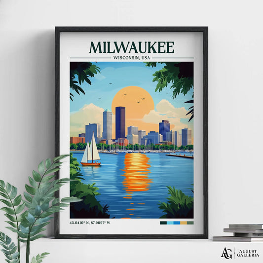 Milwaukee Wisconsin Retro Travel Print