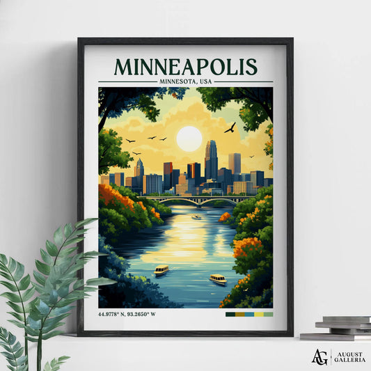 Minneapolis Minnesota Retro Travel Print