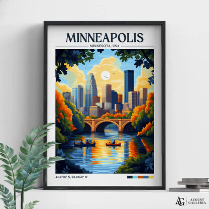 Minneapolis Minnesota Retro Travel Print