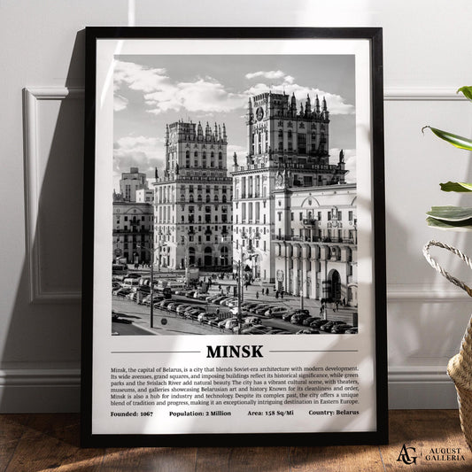 Minsk Black & White City Print