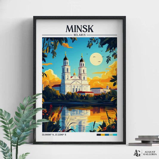 Minsk Belarus Retro Travel Print