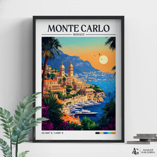 Monte Carlo Retro Travel Print