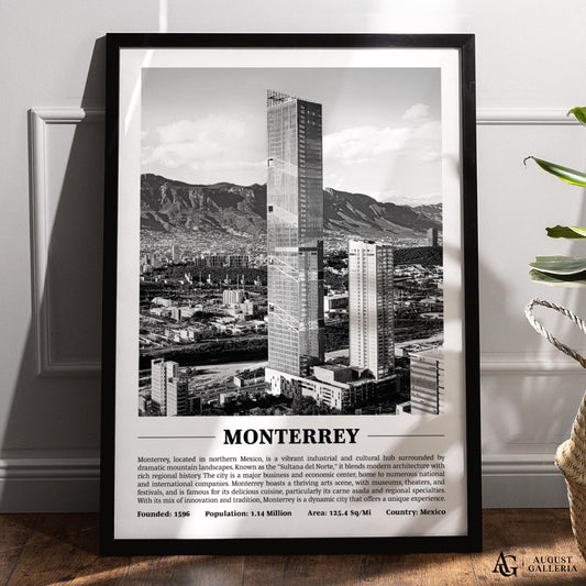 Monterrey Black & White City Print